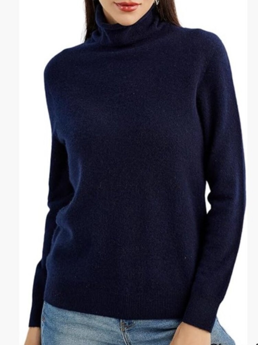 Paolo Mondo Cashmere Navy Turtleneck Lightweight Sweater